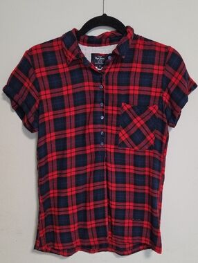 Pepe Jeans Red & Navy Plaid Button-Front Girls' Shirt